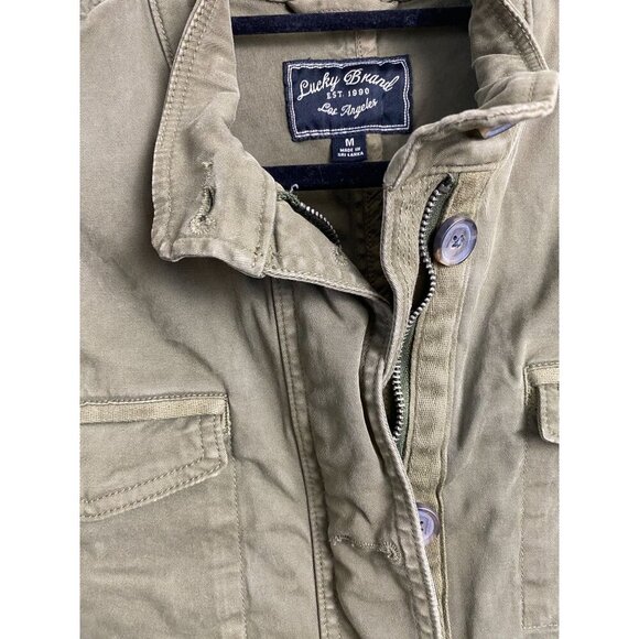 Lucky Brand Womens Barn Chore Jacket Size Medium Olive Green Utility Cargo Zip - Picture 5 of 12